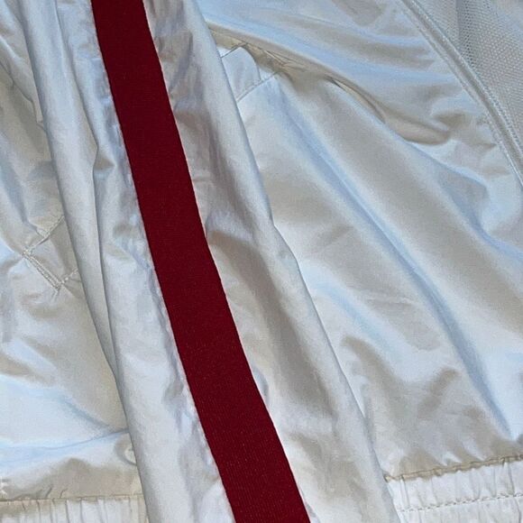 Nike Sportswear Retro White Red Stripe Arms Full Zip Athletic Jacket Women’s Lar - Picture 16 of 16